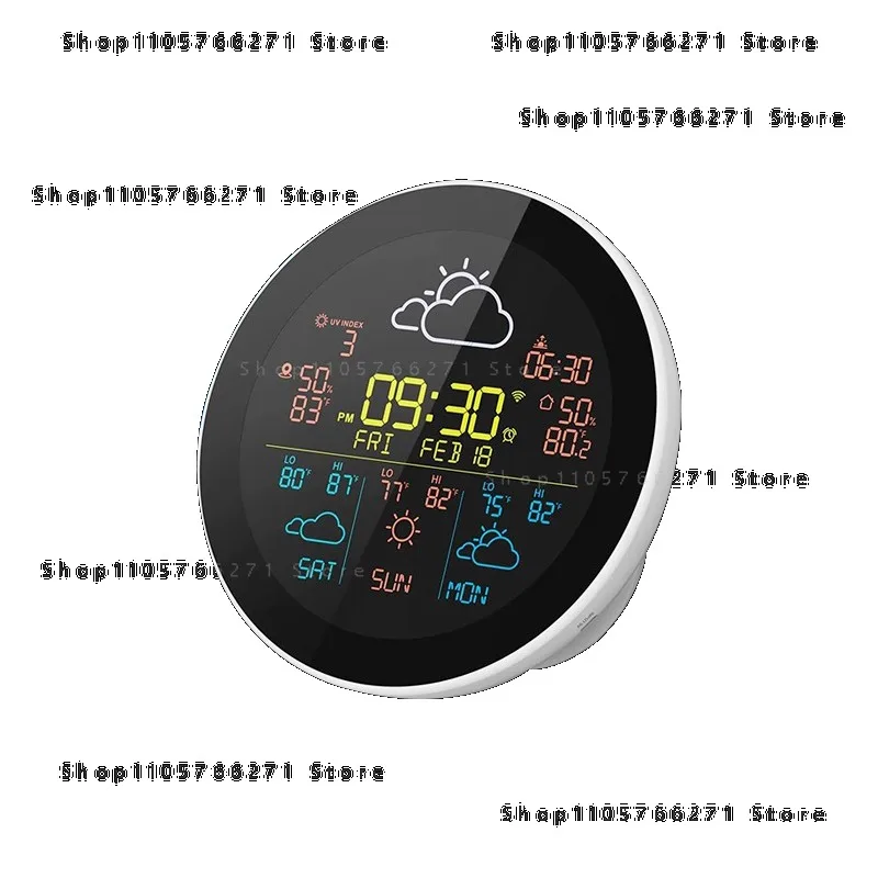 Wifi Smart Weather Station With Clock Home Forecast Temperature And Humidity Meter Large Weather Clock Temp Humidity Gauge