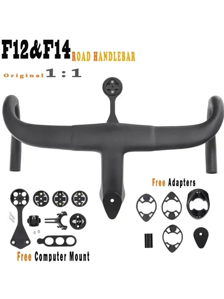 AliExpress NONE 2025 New T1000 Carbon Road Bike Handlebar 390g Ultra Light Integrated Aero Bar w/Computer & Camera Mount for Road Racing Bicycle