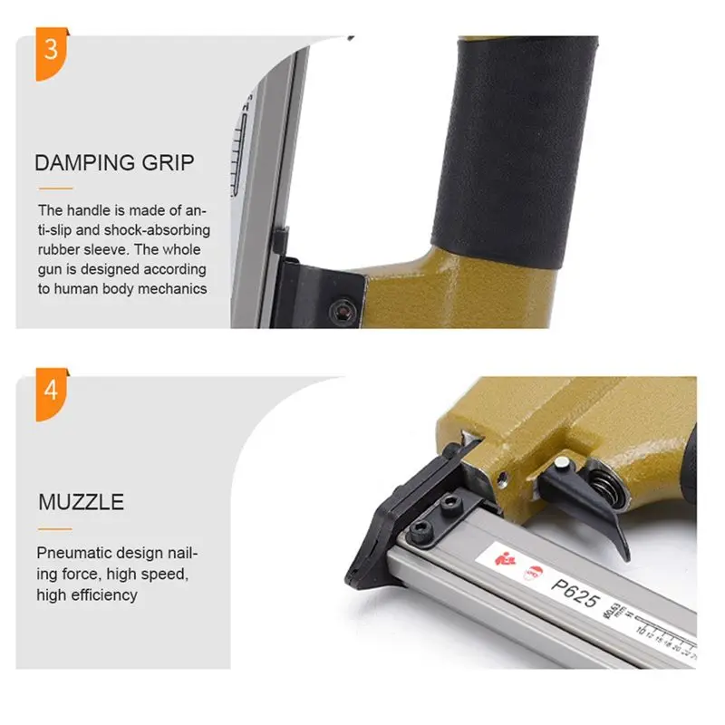 ABKS-Pneumatic Pin Nailer P625 Air Pin Nailer 23Ga Small Fixing Nail Gun For Furniture Wood Board Baseboard Installation Tool