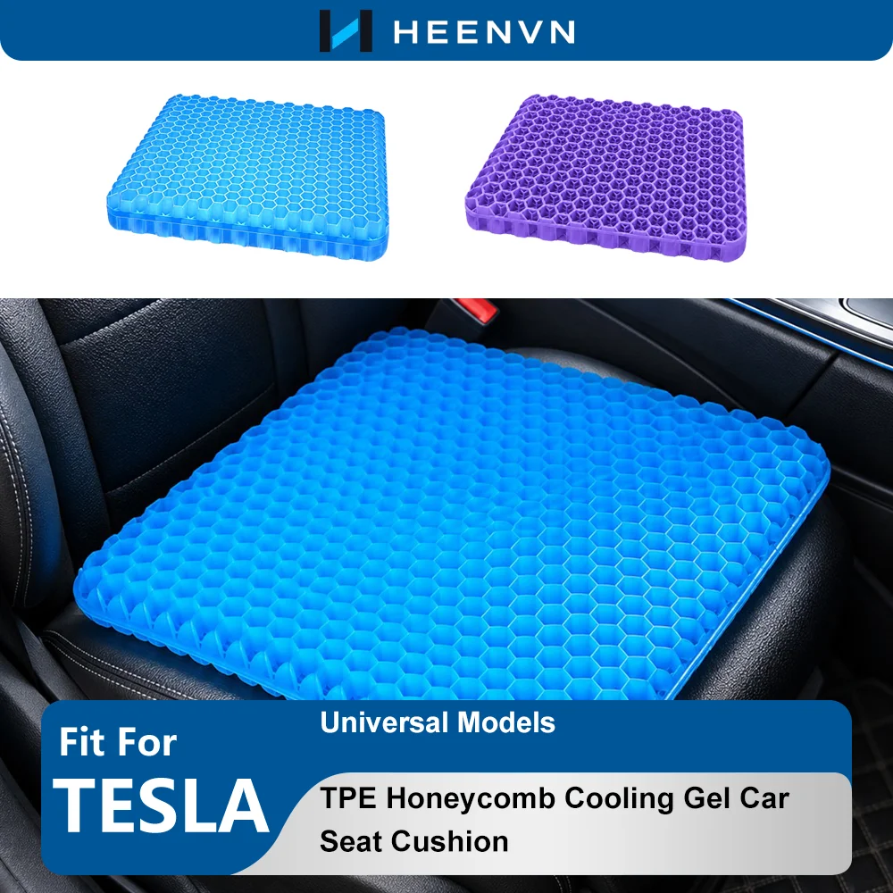 Heenvn TPE Honeycomb Cooling Gel Seat Cushion, Universal Breathable Pressure Relief Chair Pad for Car Office Home