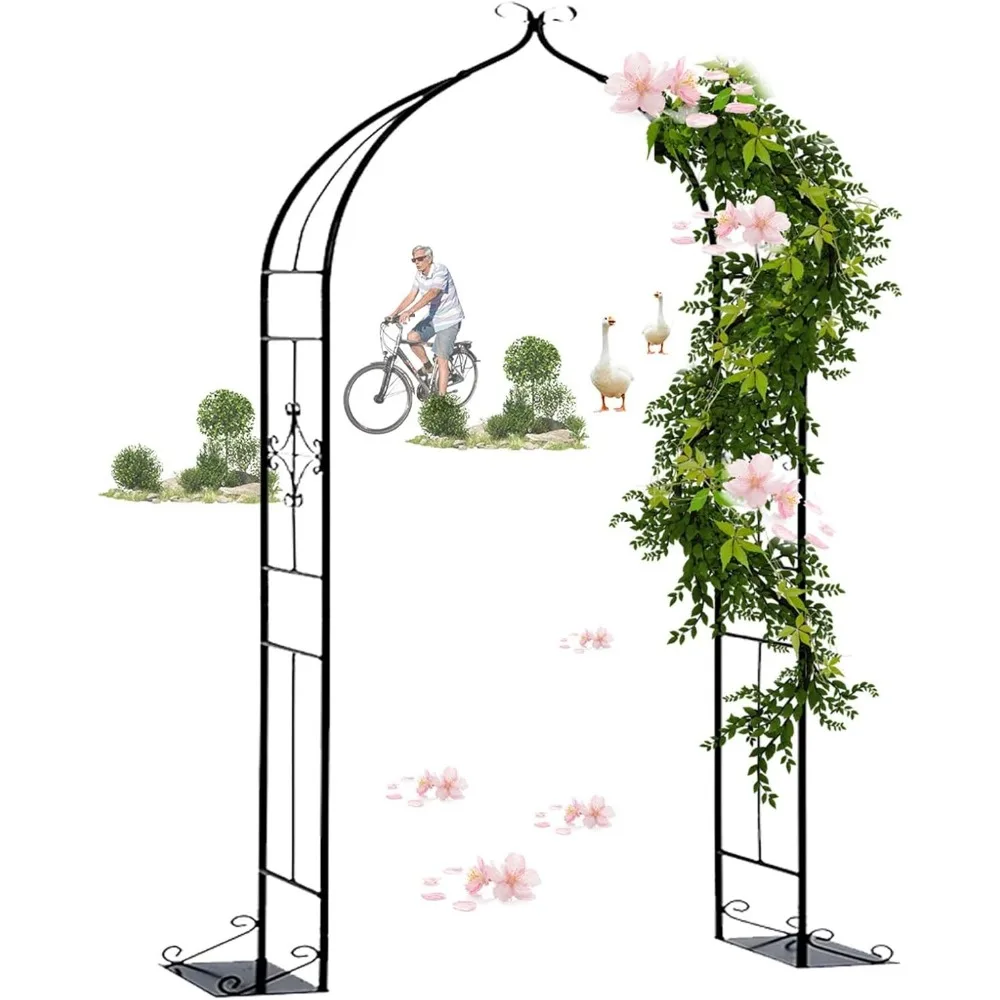 

Outdoor Garden Arch Decorative Trellis Iron Backyard Arbor Strong Tubular Arbour for Climbing Plant Patio Lattice with Support