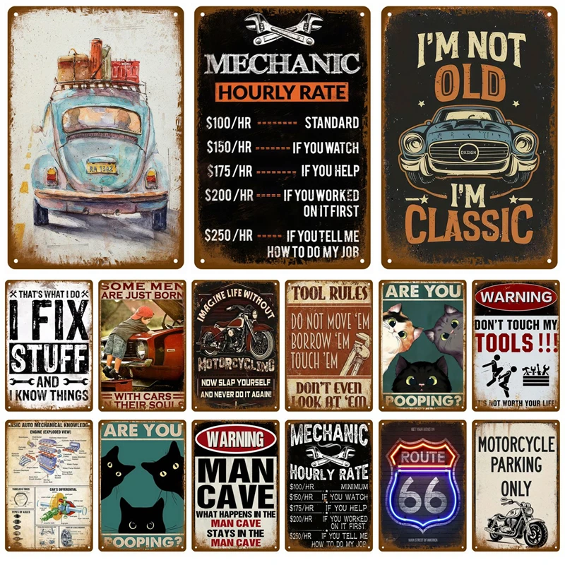 Vintage Metal Plate Tin Sign Plates Bar Retro Metal Sign Wall Art Mural Aesthetic Room Home Decor Items Poster Garage Decoration