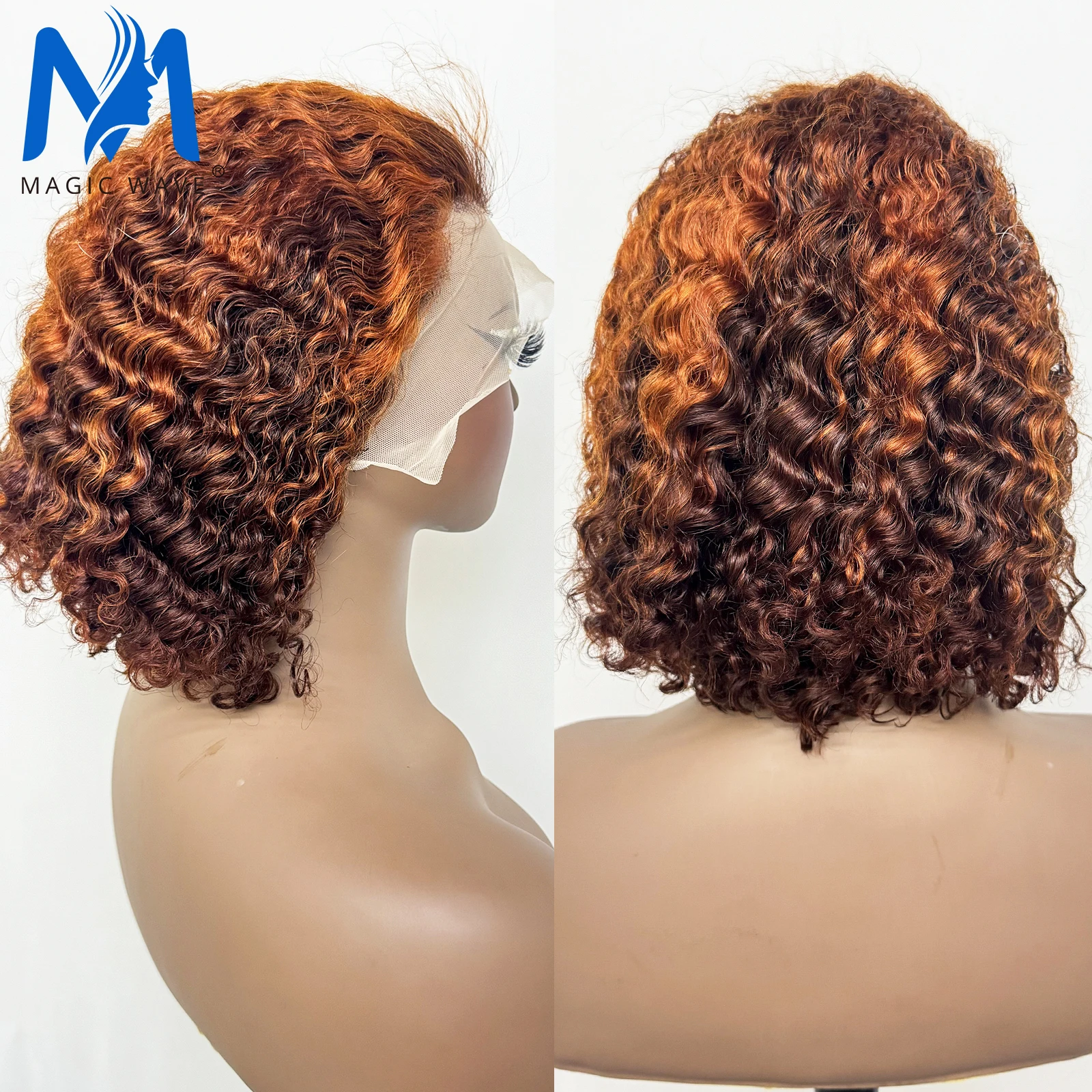 

13x4 Lace Frontal 10 Inches Bob Water Wave Human Hair Wig 250% Density Double Drawn Curly Remy Human Hair Wig for Black Women