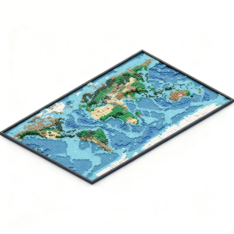 3026pcs MOC Topographical Colored World Map V3 Other Model Building Blocks Architecture DIY Kids Birthday Christmas Gift Toys