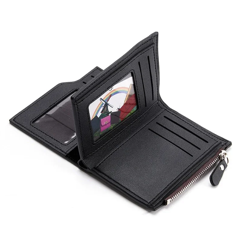 

Men PU Leather Short Wallet Casual Carteras Man Business Foldable Wallets Luxury Small Zipper Multi-card Slot Coin Pocket Purse