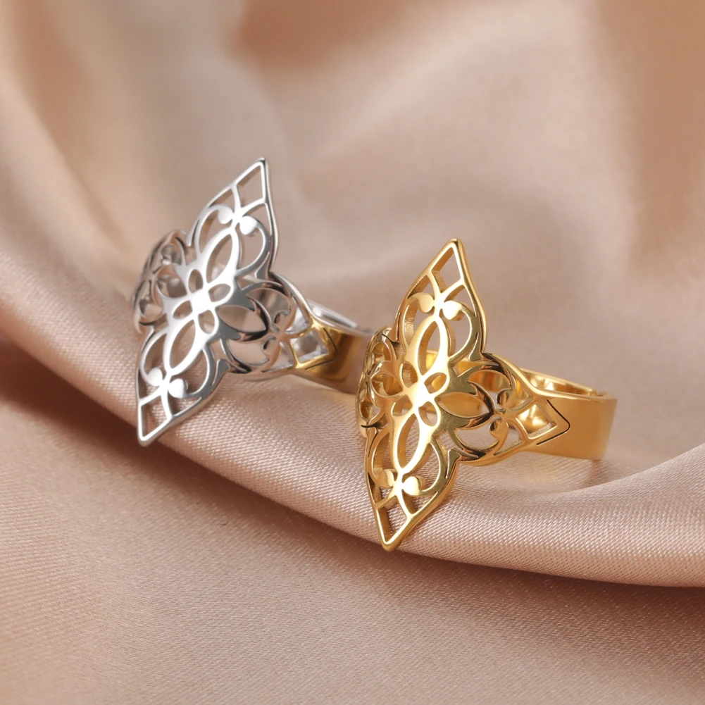 COOLTIME Celtics Knot Blume des Lebens Ring für Frauen Edelstahl Filigrane Blume Verstellbare Ringe Schmuck Paar Geschenk – Detail 7