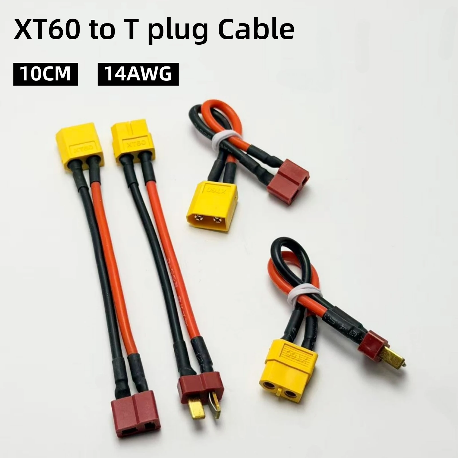 XT60 Male Female to Deans T-Plug Female Male Adapter Connector Cable 100mm 14AWG for RC Lipo Battery Parts