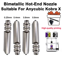 For Anycubic Kobra X Nozzle KX Bimetal Nozzles 0.25/0.6/0.8/0.4mm One-piece Hotend Nozzle Resistant 300℃ For KobraX 3D Printer