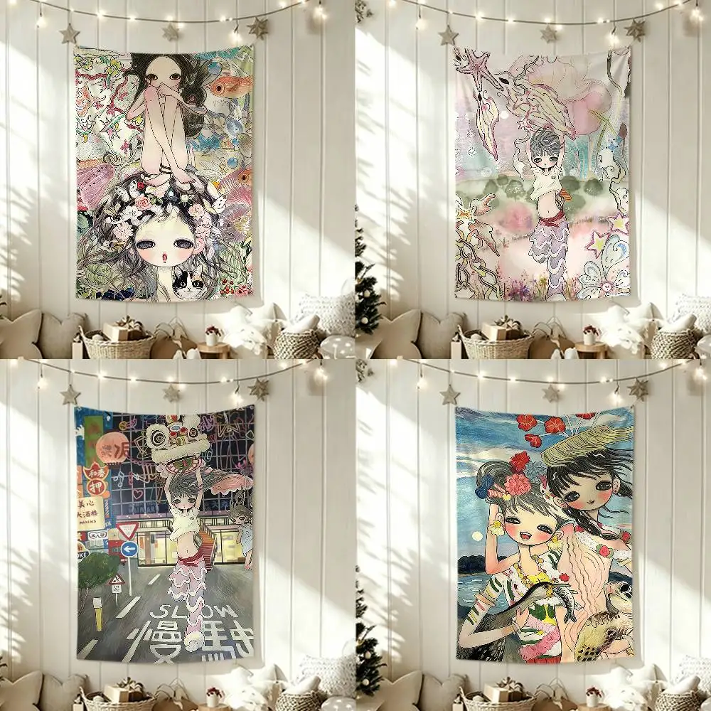 A-Aya T-Takano Art Flags Wall Hanging Tapestry Outdoor Garage Room Decorative flag Background Blanket