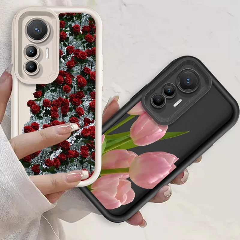 

Pink Rose Flower Eye Ladder For Xiaomi MI 14 12T 11 Lite Poco M3 X5 X4 F5 F4 F3 F2 GT Pro 5G Back Phone Case