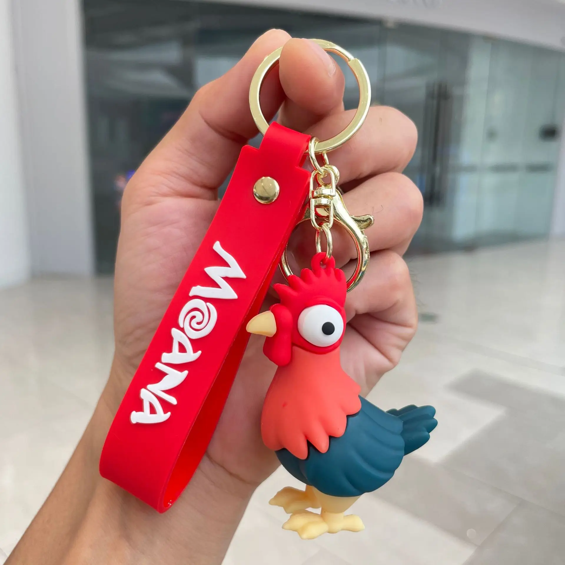 Creative Ocean Adventure Key chain lovely Silly Chicken Moana Maui key chain men and women bag pendant gift