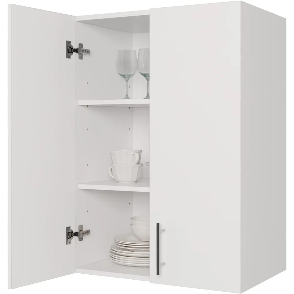 24 x 33 Inch Wall Cabinet set of 2, Kitchen Wall Mounted Wooden Storage Cabinet, Double Door Cabinet with Soft Close, Metal Hand