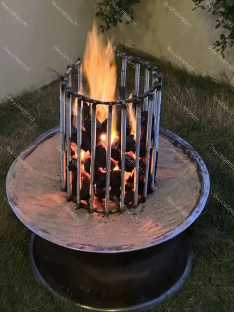 Reinforced Steel Bar Outdoor Fire Pit Grill Stand, Campfire Support Rack, Heavy Duty Fire Pit Grate Height 25cm