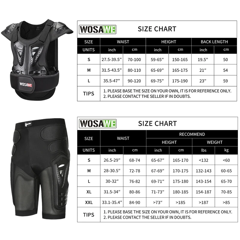 WOSAWE Men\'s Motorcycle Armor Jacket Motorcycle Body Armor Shirt Jacket Motocross Back Shoulder Protector Gear Riding protectors