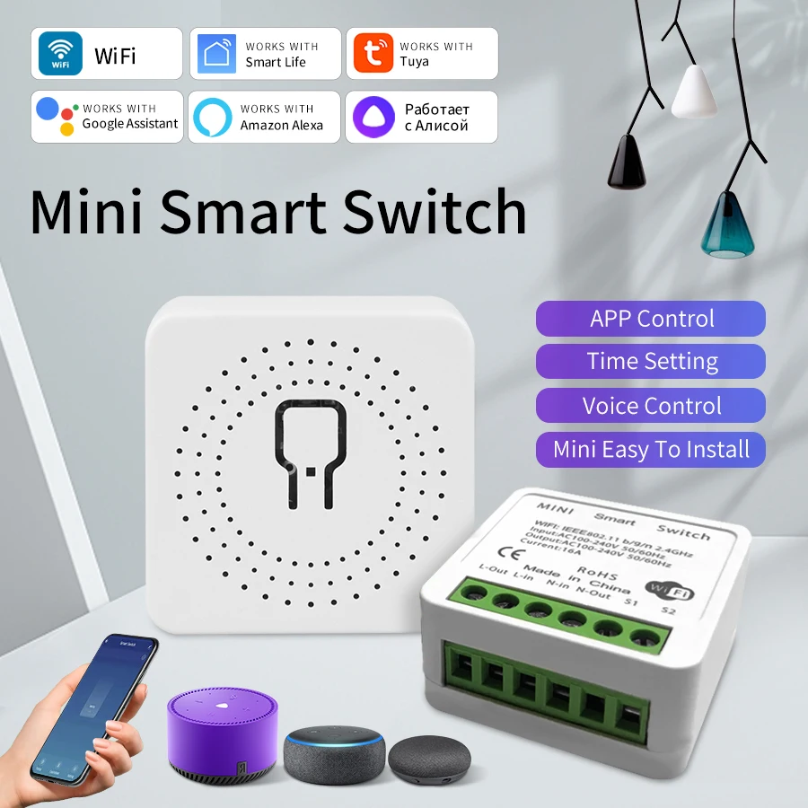 16A 20A Tuya WiFi Smart Switch RF 433Mhz Relay Breaker Module 2-Way Control Smart Life App Remote Works with Google Home Alexa