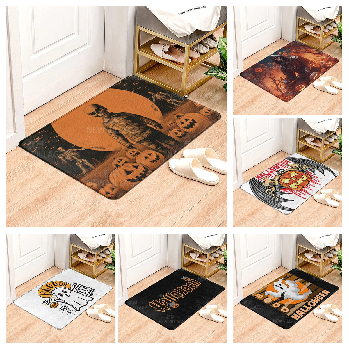 House entrance carpet Home door mat Living Room Bath Foot bathroom non-slip water absorption rugs bath Halloween Autumn Pumpkin