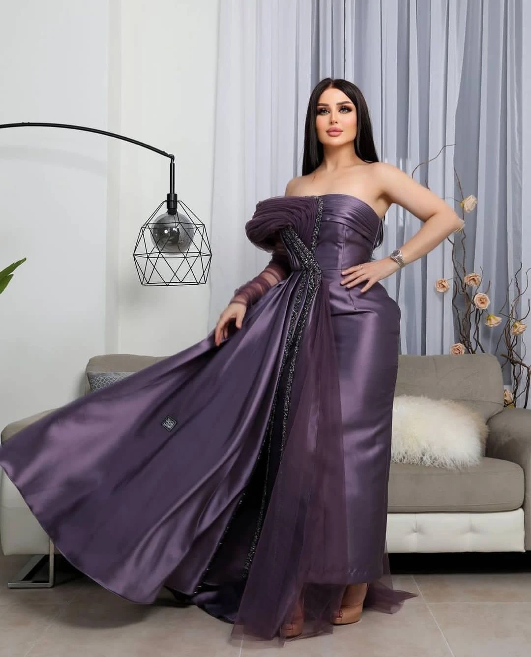 

AsaNagi New Purple Satin Evening Dresses Women One Shoulder Mermaid Elegant Formal Occasion Dress 2023 Saudi Arabia فساتين سهره