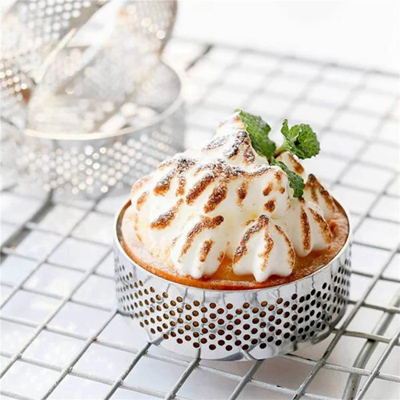 

25Pcs Circular Tart Rings With Holes Stainless Steel Fruit Pie Quiches Cake Mousse Mold Kitchen Baking Mould 7Cm
