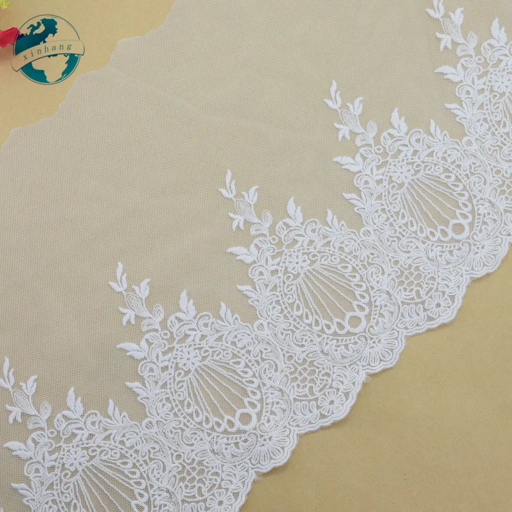 Cotton Embroidery White Lace French Ribbon Fabric Wedding Dress Guipure Diy Trims  Sewing Garment Accessories 21cm Width#3188