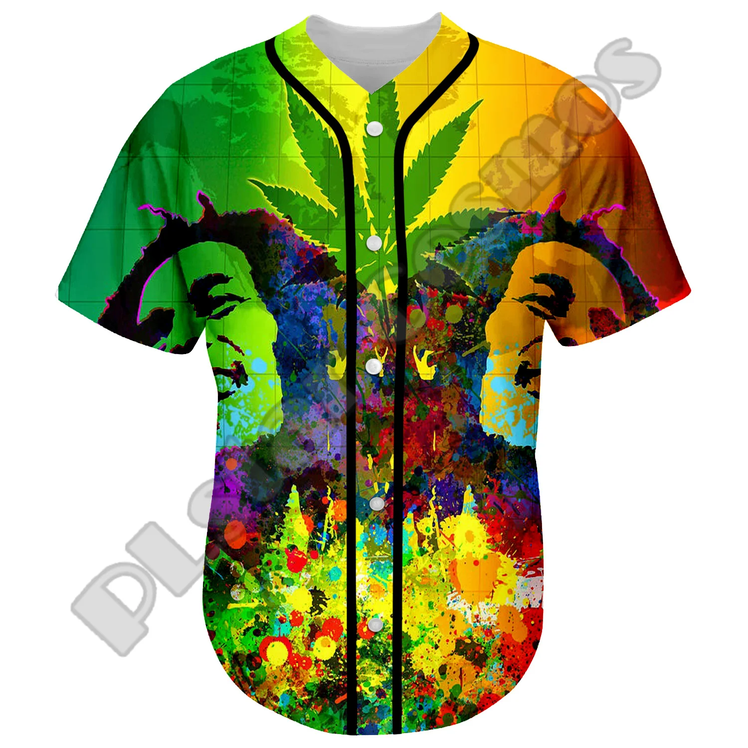 NewFashion Bob Marley Rastafari Lion Vintage Reggae Retro Tattoo 3DPrint Harajuku Summer Baseball Shirts Jersey Short Sleeves X2