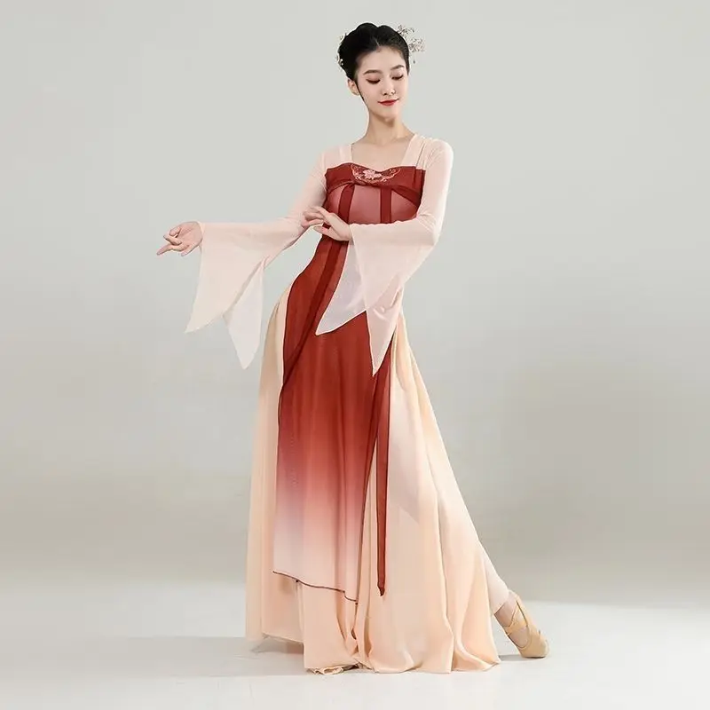 

Classical Dance Dress, Women's Flowing Han and Tang Long Dresses, Ancient Style Yarn Clothes, Fairy Training Clothes, Han