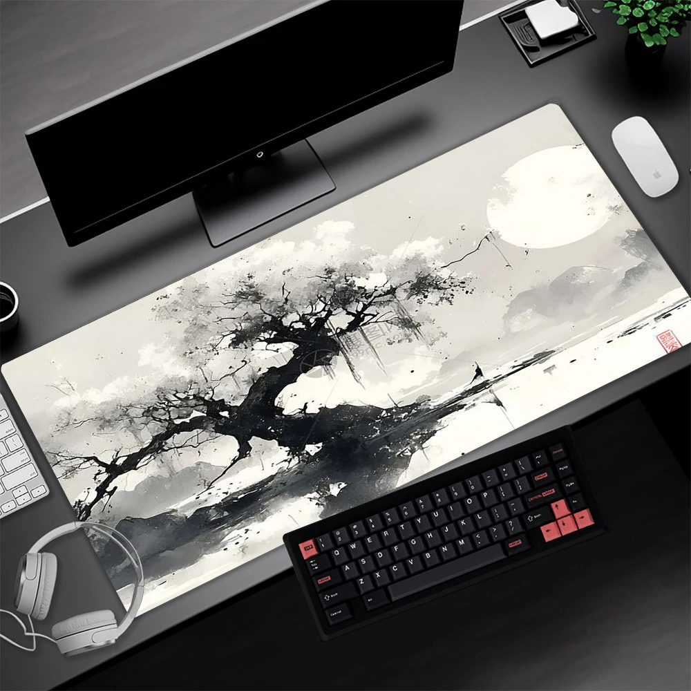 

Xxl Mousepad Black White Pc Accessories Mouse Pad Speed Computer Mats 1200x500 Office Table Mat Japanese Aesthetic for Desktop