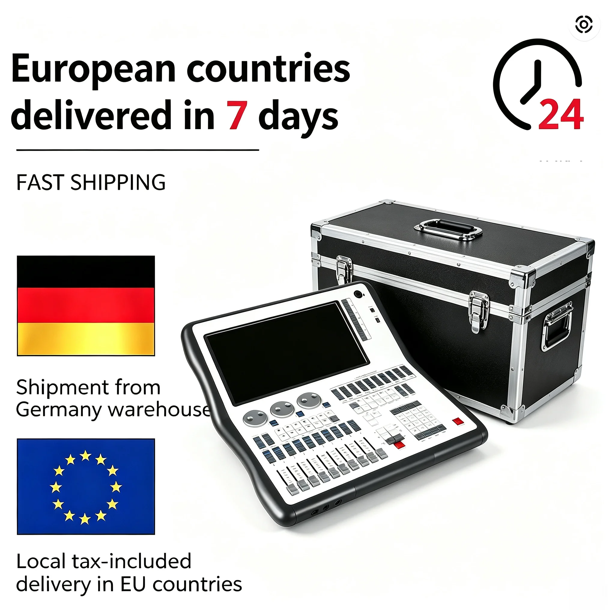 Console d'éclairage de scène DMX Tiger Quartz Console V17 V18, processeur I7, 2048 canaux, écran tactile, avec option de flight case pour DJ, club et spectacle en direct.