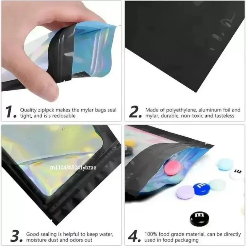 10-100Pcs Laser Color Bag Plastic Packaging Pouch Jewelry Storage Pouch Gift Zip Lock Bag for Christmas Halloween Thanksgiving