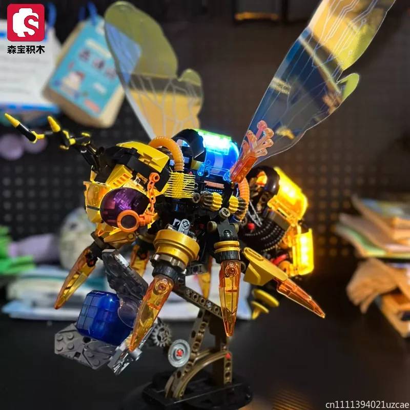 SEMBO BLOCK Mecha Series Luminous Bee Jellyfish Model Building Block Assembly Ornament for Boys Toys Children's Day Gifts