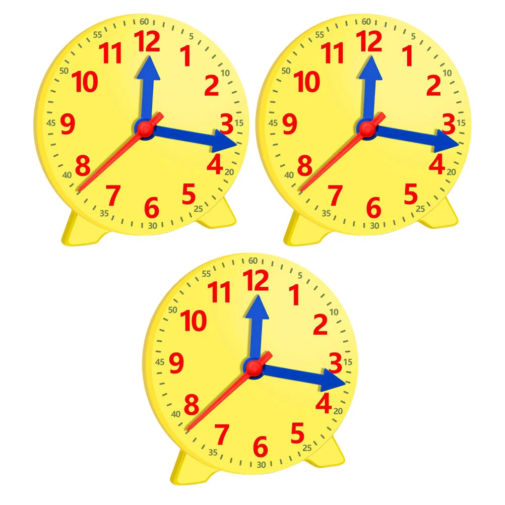 

3 Pcs Clock Model Teaching Aids Models Display Prop Desktop Read Time Kids Learning Plastic Primary School