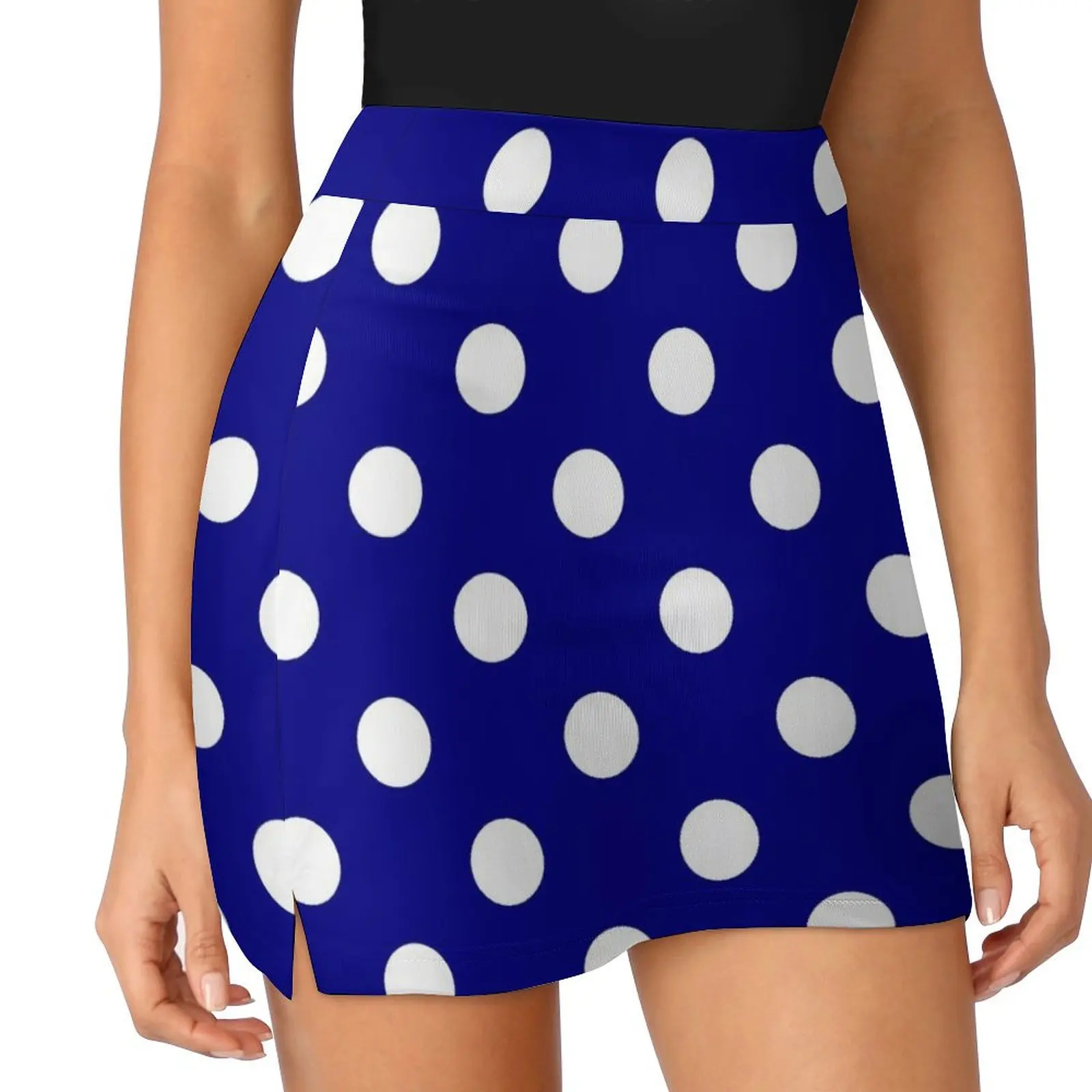 Extra Large White on Royal Blue Polka Dots Mini Skirt korean clothes ladies women's stylish skirts