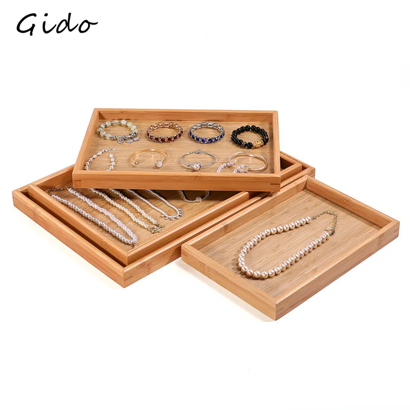 Jewelry Display Plate Bamboo Wood Bracelet Necklace Tray Jewelry To See Pallets Counter Display Props Wholesale