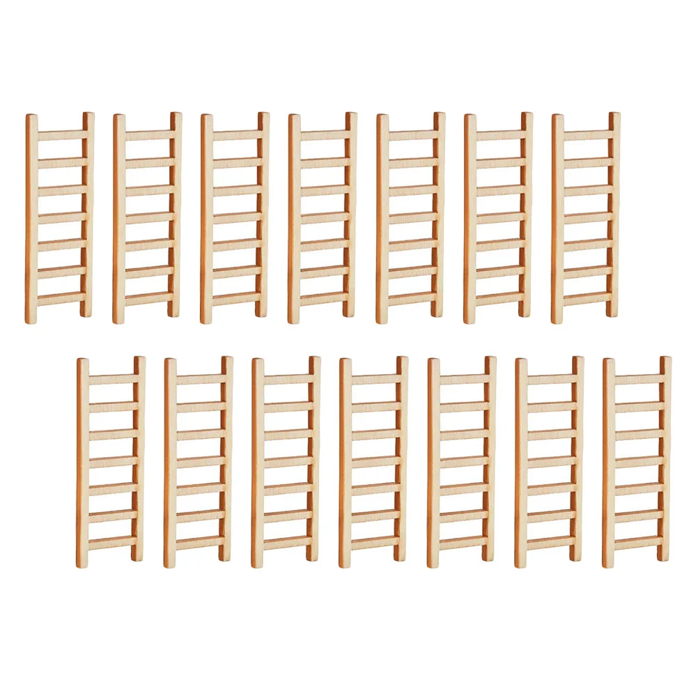 20 Pcs Simulation Ladder Miniature Landscape Decoration Potted Ornament Interior Model Wooden