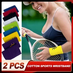 2Pcs 4.53×3.15in Cotton Tennis Wristband Ball Sports Wristband Fitness Running Wrist Sweat-Absorbent Belt Sports Protective Gear