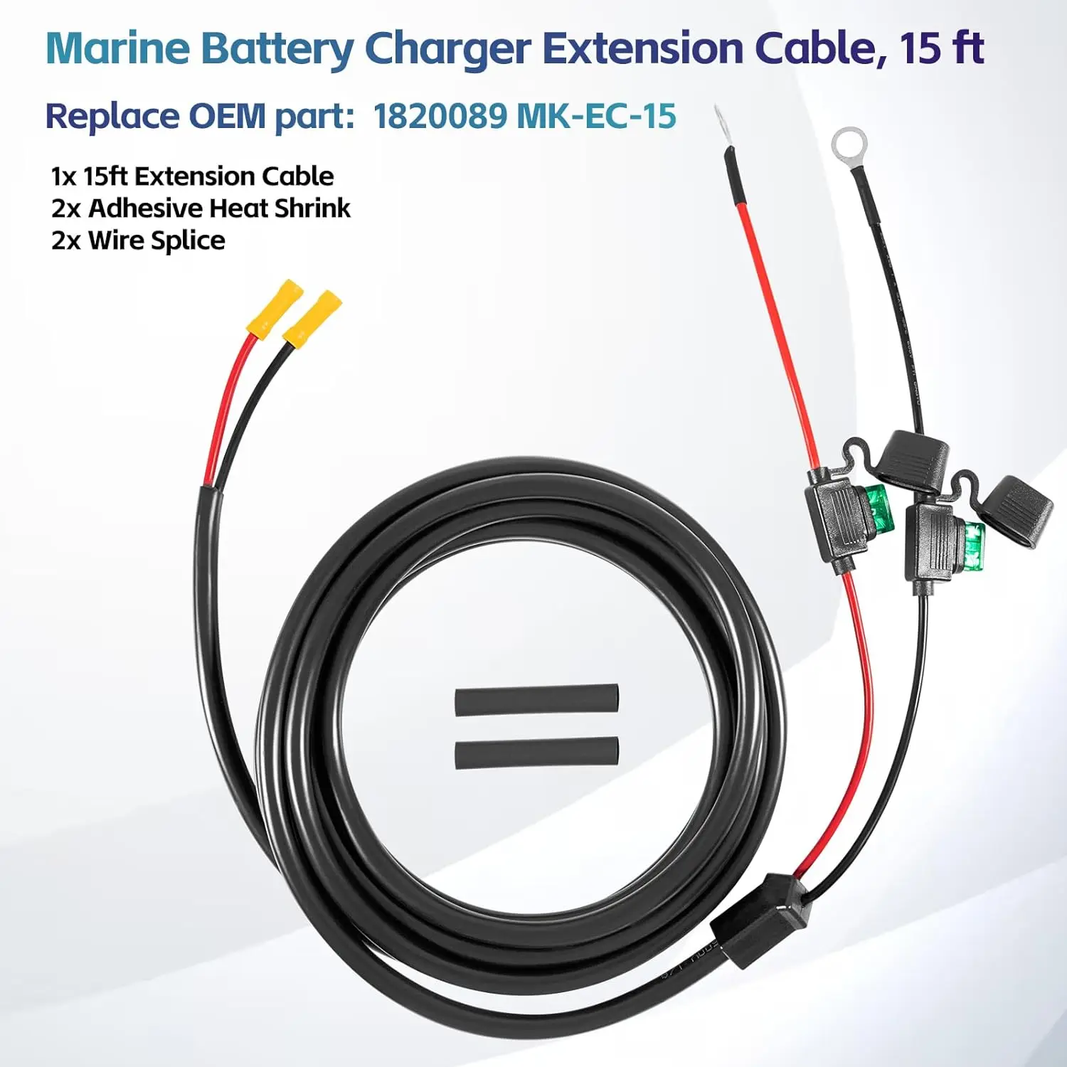 TML For Minn Kota 1820089 MK-EC-15 Marine Battery Charger Extension Cable, 15 ft Battery Charger Output Extension Cable