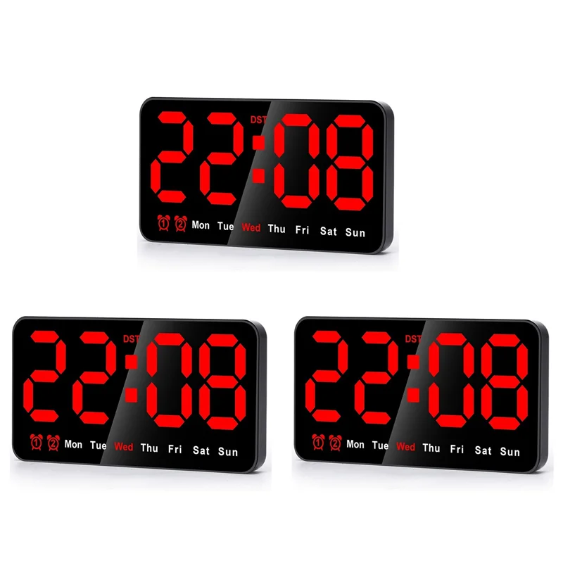 

A93E-3X Digital Wall Clock, 9Inch LED Digital Clock Large Display With 12/24H, Big Digits,Small Silent Wall Clock (Red)