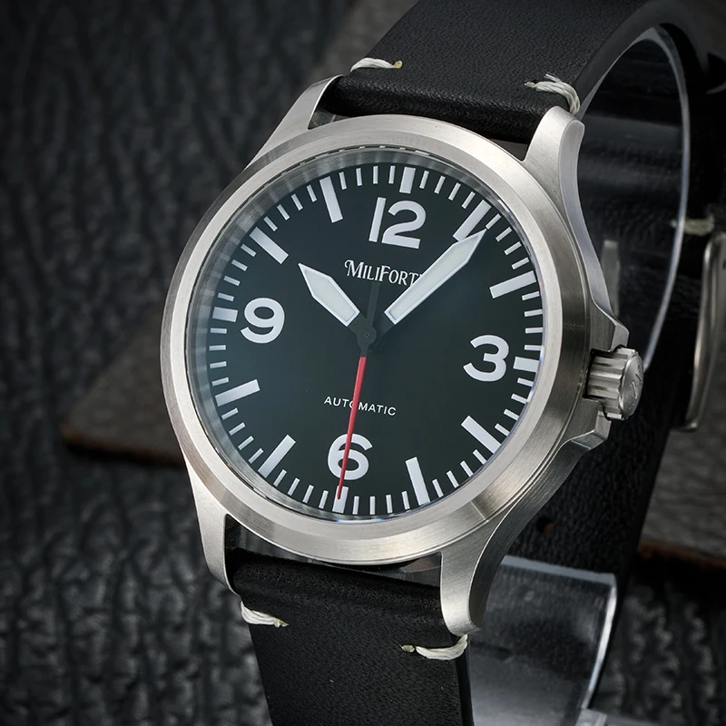 Milifortic 39mm Pilot Watch Man M096 Large Arabic Numerals Dial