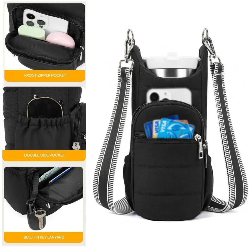

For Men Women Adjustable Strap Water Bottle Holder Phone Pocket Card Pockets Gym Bags Hands-Free Crossbody Bags Fitness