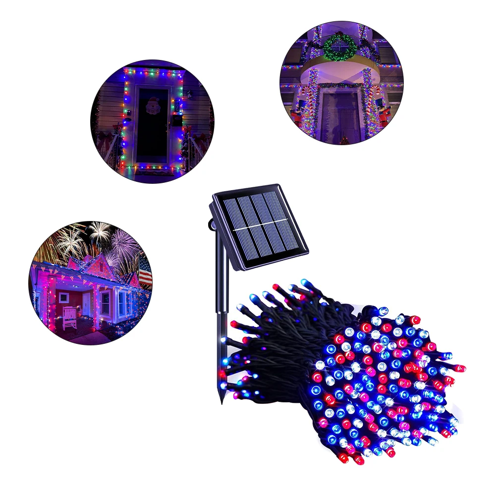 Guirnalda de luces solares para decoración de Halloween, lámpara LED impermeable para interior y exterior, decoraciones para patio de fiesta