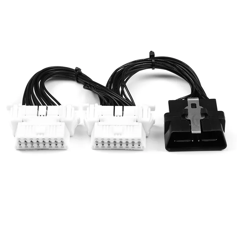 High Quality 16 Pin OBD2 OBDⅡ OBD 2 Splitter Extension Cable one Male to Two Female Y Cable OBD2 splitter extension