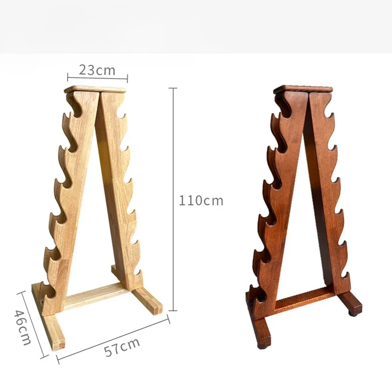 A Shape Walnut Teak Wood Compact Dumbbell Rack Stand Barbell Rack Weight Rack for Dumbbells