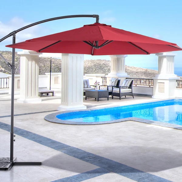 Top Sales Outdoor Aluminum Garden Furniture Parasol Sunshade round Solar Hanging Umbrella for Beach Banana Style