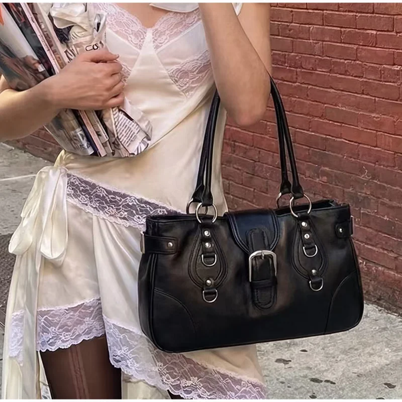 Hobo-Handtasche, Damen Motorrad-Biker-Stil Arbeitstasche, Y2k Mädchen Edgy Vintage Chic Mintgrüne Satteltasche – Detail 18