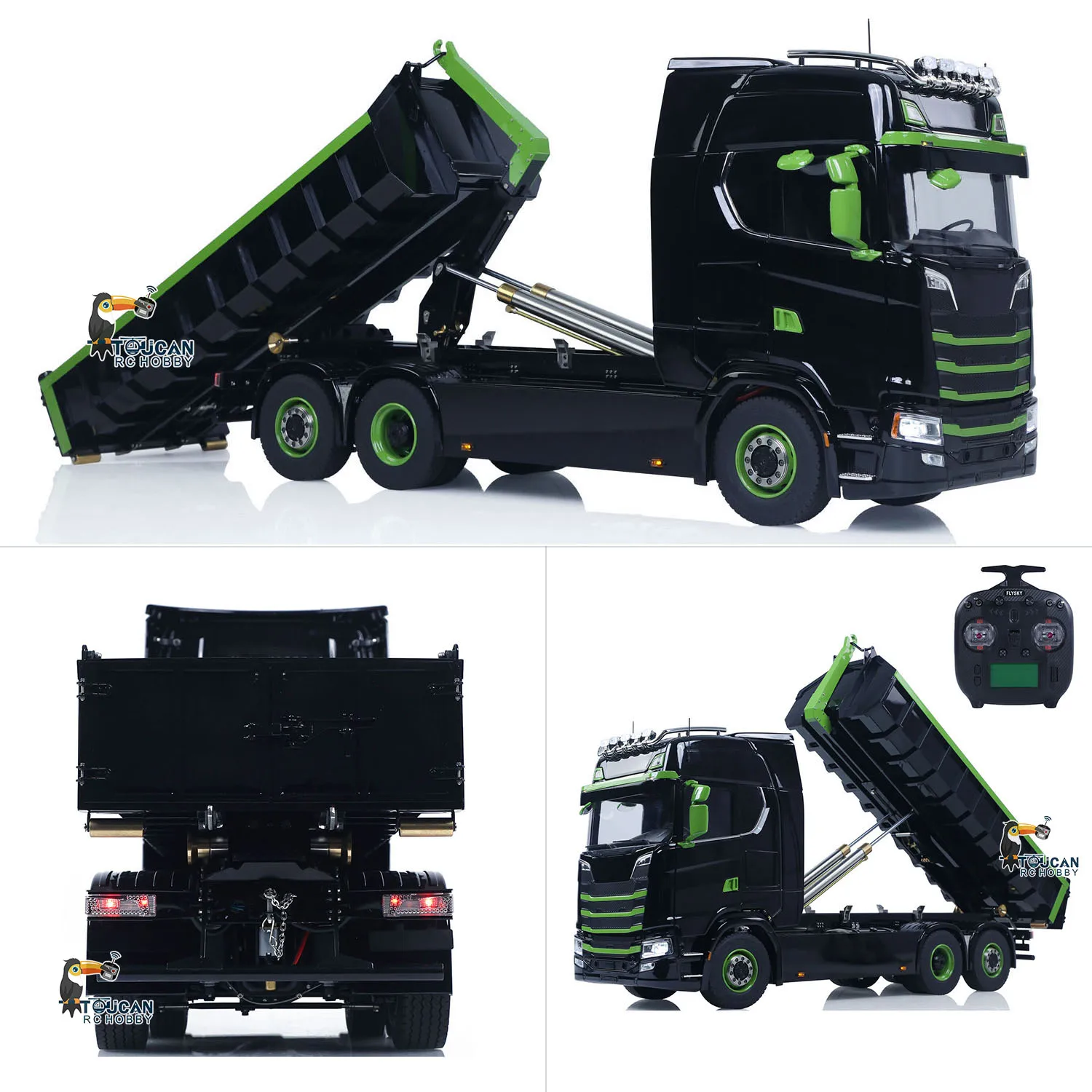 

1/14 RC Hydraulic Dump Truck Roll-on Full Tipper Dumper 6x6 Car Assembled Painted 3-speed Transmission Light Sound Toy Model