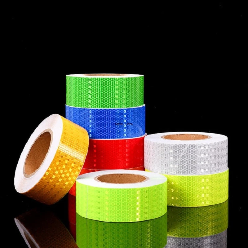 5cm*50M Shiny White Red Fluorescent Yellow Orange Reflective Car Sticker Outdoor Waterproof Warning Tapes Reflector Safety Strip