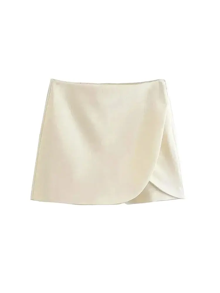 Women Fashion Pareo Style Shorts Skirts Vintage High Waist Side Zipper Female Skort Mujer image 3