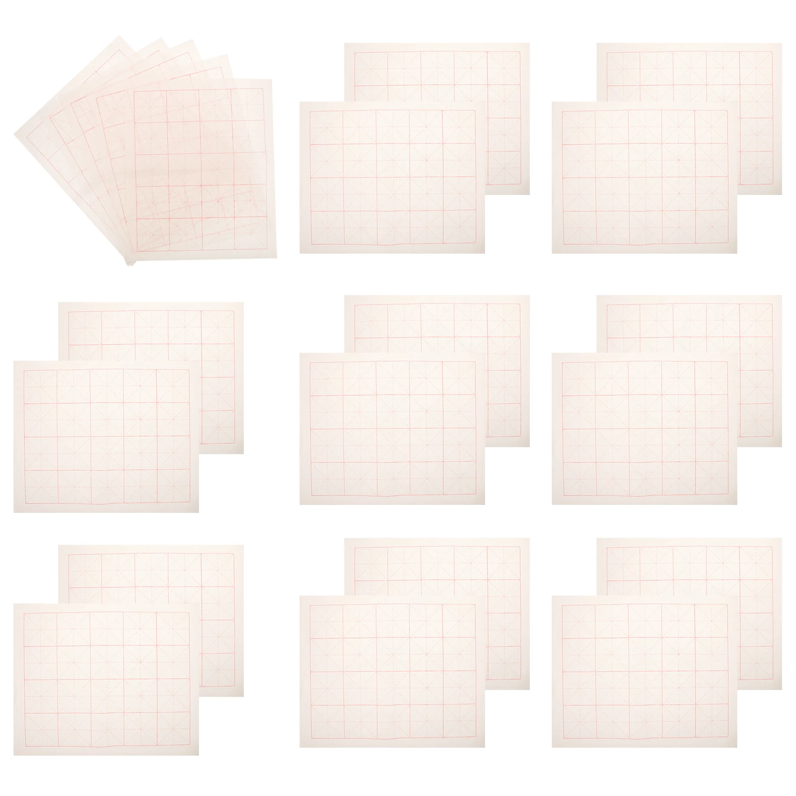 100pcs Calligraphy Practice Semi Cooked Xuan Rice Paper Chinese New Year Red Pepper Handwriting Supplies Writing Paper