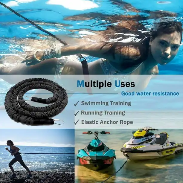 حزام السباحة حبل المقاومة معدات تدريب القوة حبل مطاطي مجموعة حزام تدريب السباحة معدات تدريب السباحة