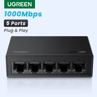Conmutador Ethernet UGREEN, Mini expansión de red de 1000Mbps, 5 puertos, todos Gigabit para enrutador, PC, Lan Hub, Plug and Play completo/medio dúplex