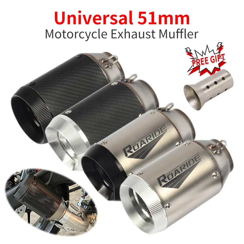 

For Z900 MT09 CBR1000RR S1000RR R1 GSXR ATV Universal 51mm Motorcycle Exhaust Pipe Escape Modified Cabon Fiber Muffler DB Killer